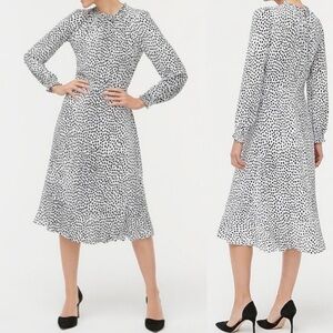 J. Crew Black and White Polka Dot Long Sleeve Dress